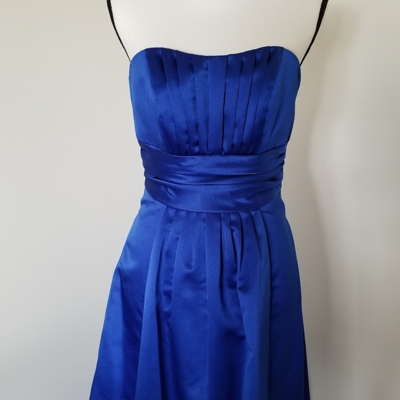 David's Bridal Royal Blue Formal Maxi Dress - Picture 2 of 8